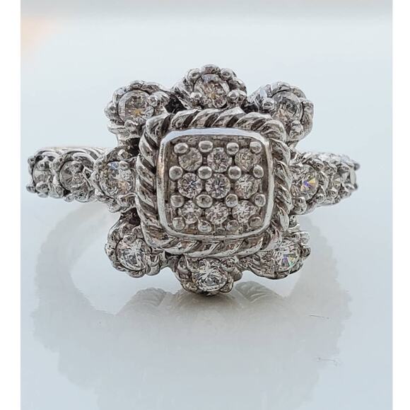 Judith Ripka Diamonique Sterling Silver Heirloom Statement Ring Size 8 - Picture 2 of 8